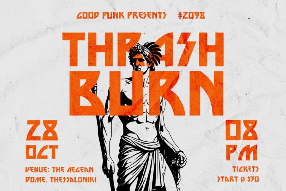 Thrash Burn: The Edgy 80s Typeface for Bold Makers